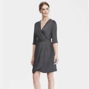 Banana Republic Charcoal Gray Wrap Mini Dress 14 NWT